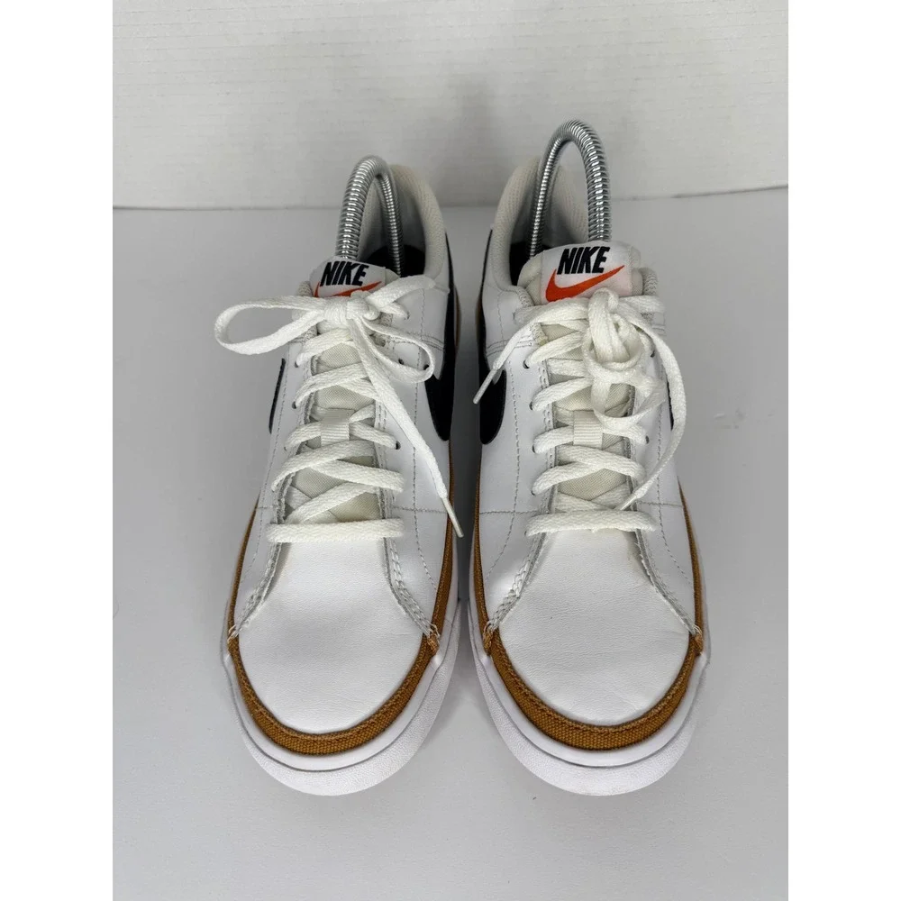 Nike Court Legacy Kids 7Y White Black DA5380-102 Tan Trim Low Top SportyTennis